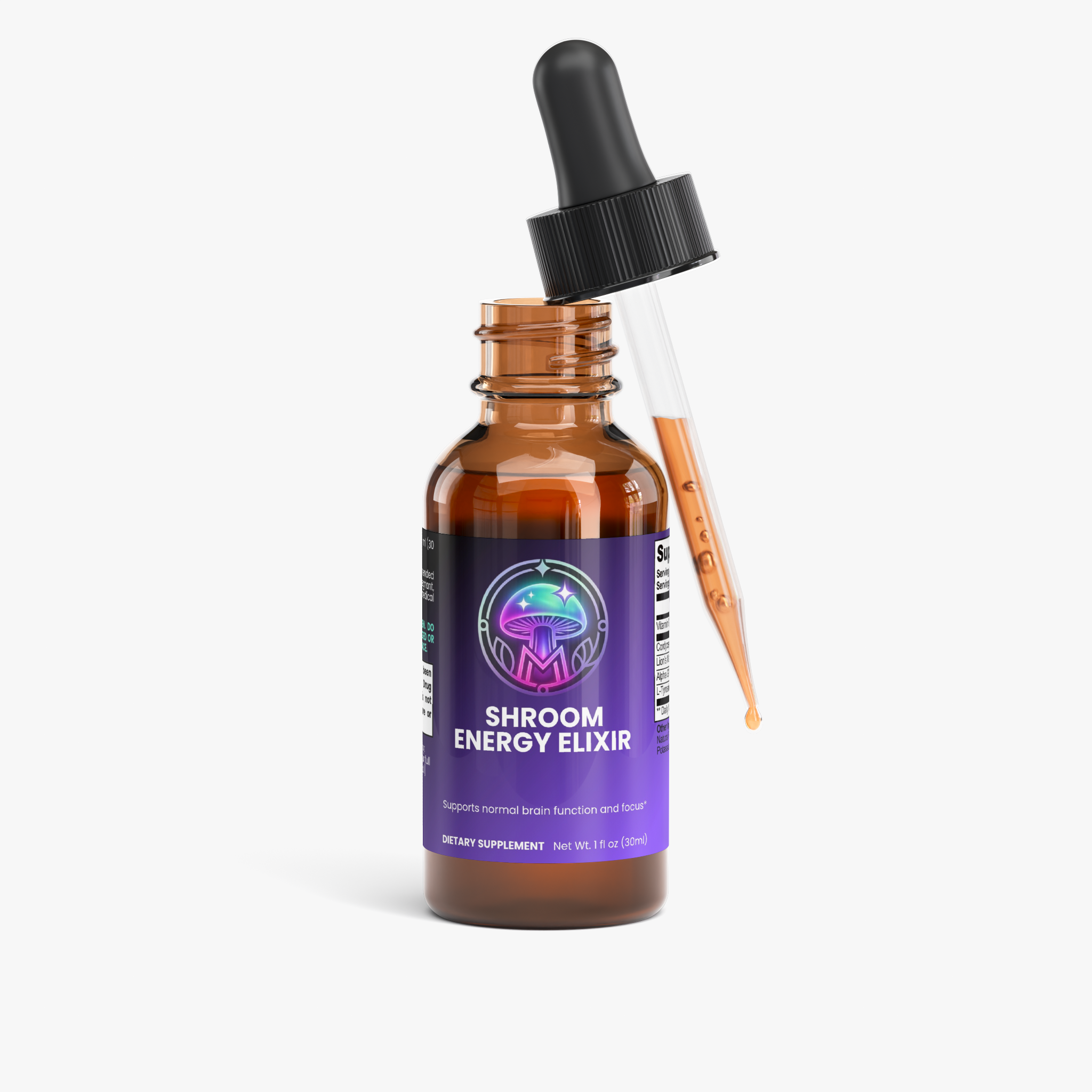 Shroom Energy Elixir label detail – The Mushroom Market
