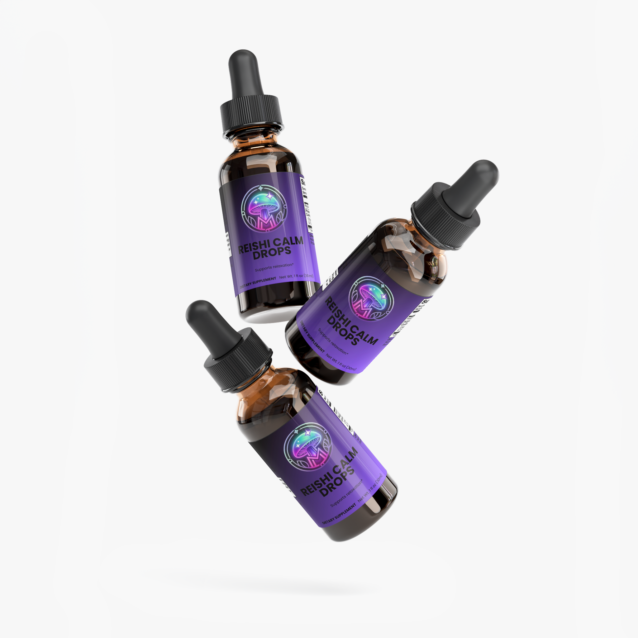 Reishi Relaxing Elixir tincture bottle, alternate view – The Mushroom Market