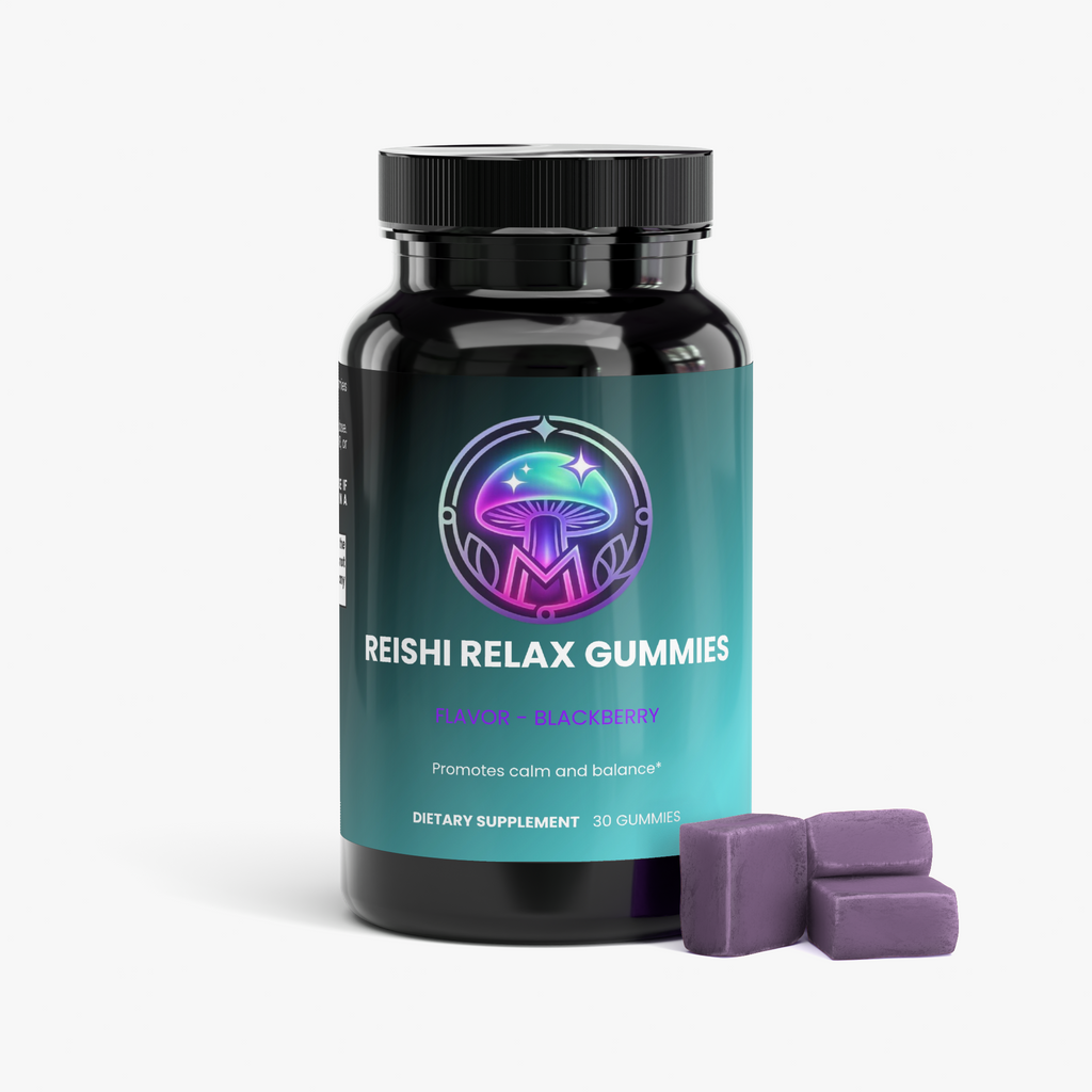 Reishi Relax Gummies label detail – The Mushroom Market