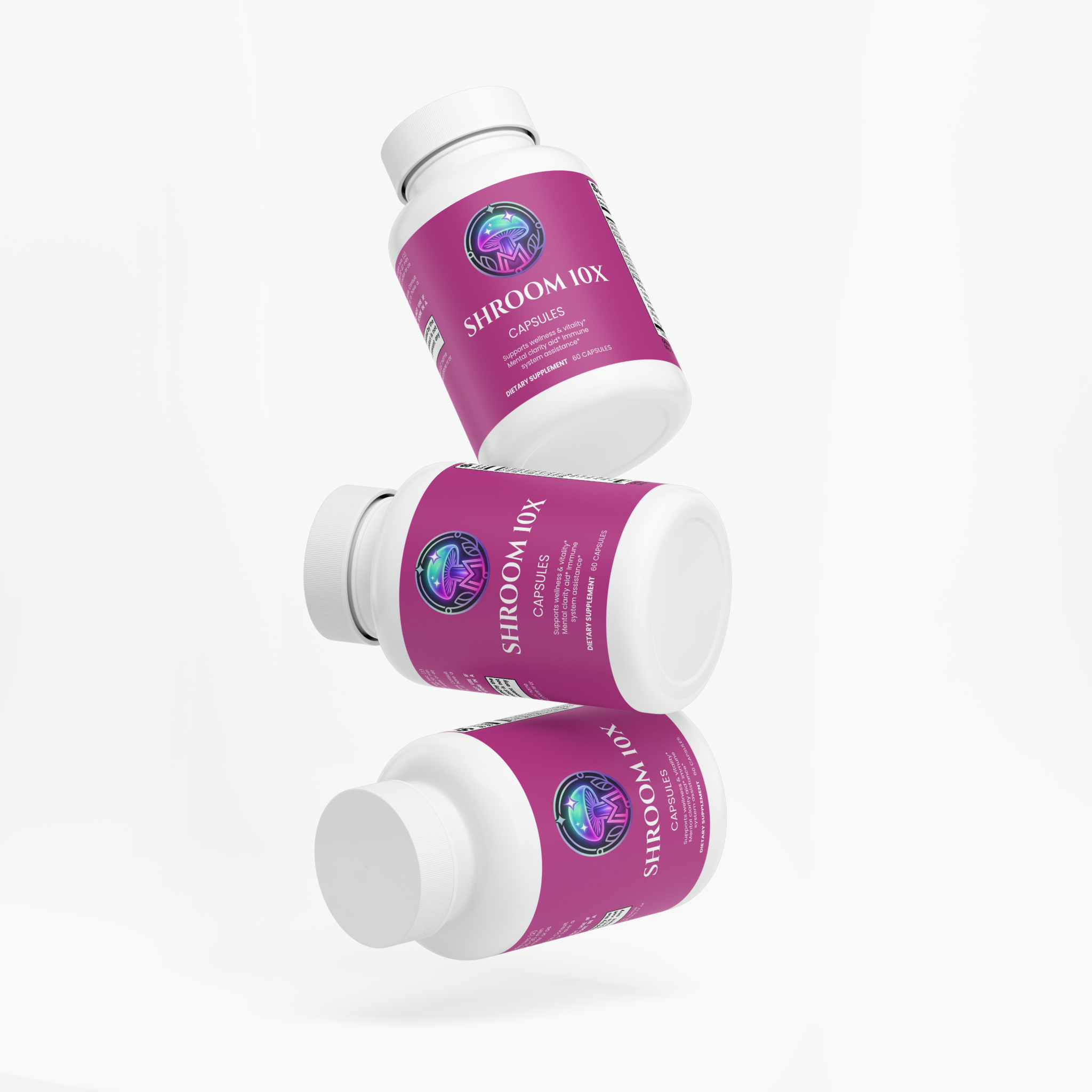 Mushroom Complex 10X capsule bottle, alternate view – The Mushroom Market