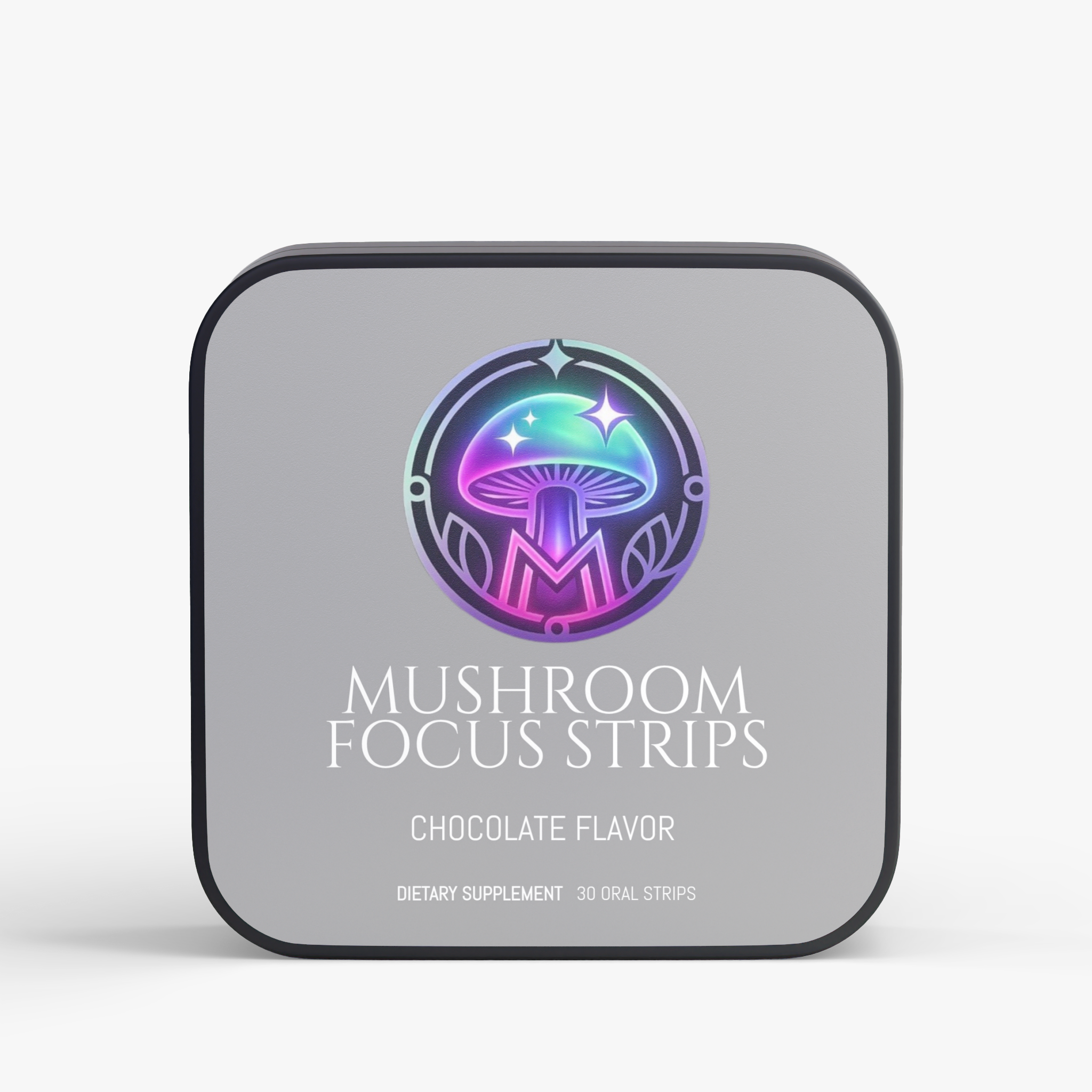 Mushroom Focus Strips – chocolate fast-dissolve oral strips in a metal tin – The Mushroom Market