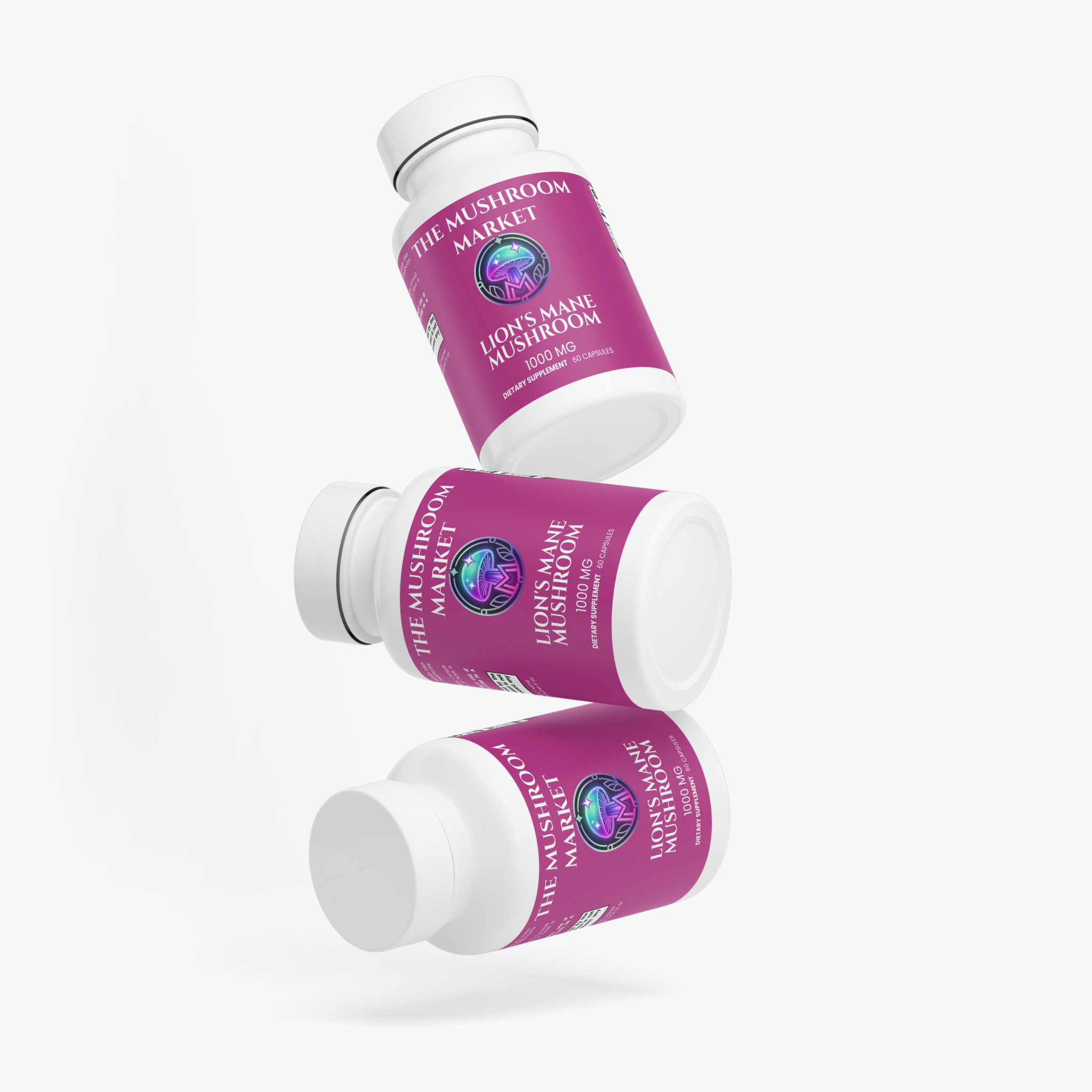 Lion's Mane Mushroom capsule bottle, alternate view – The Mushroom Market