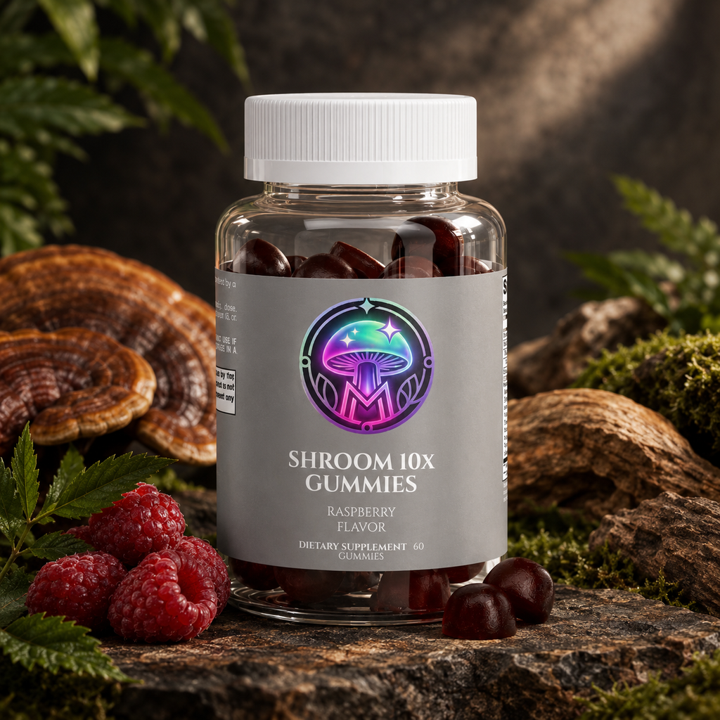 Mushroom 10X Gummies – ten-mushroom raspberry gummies, 60 count – The Mushroom Market