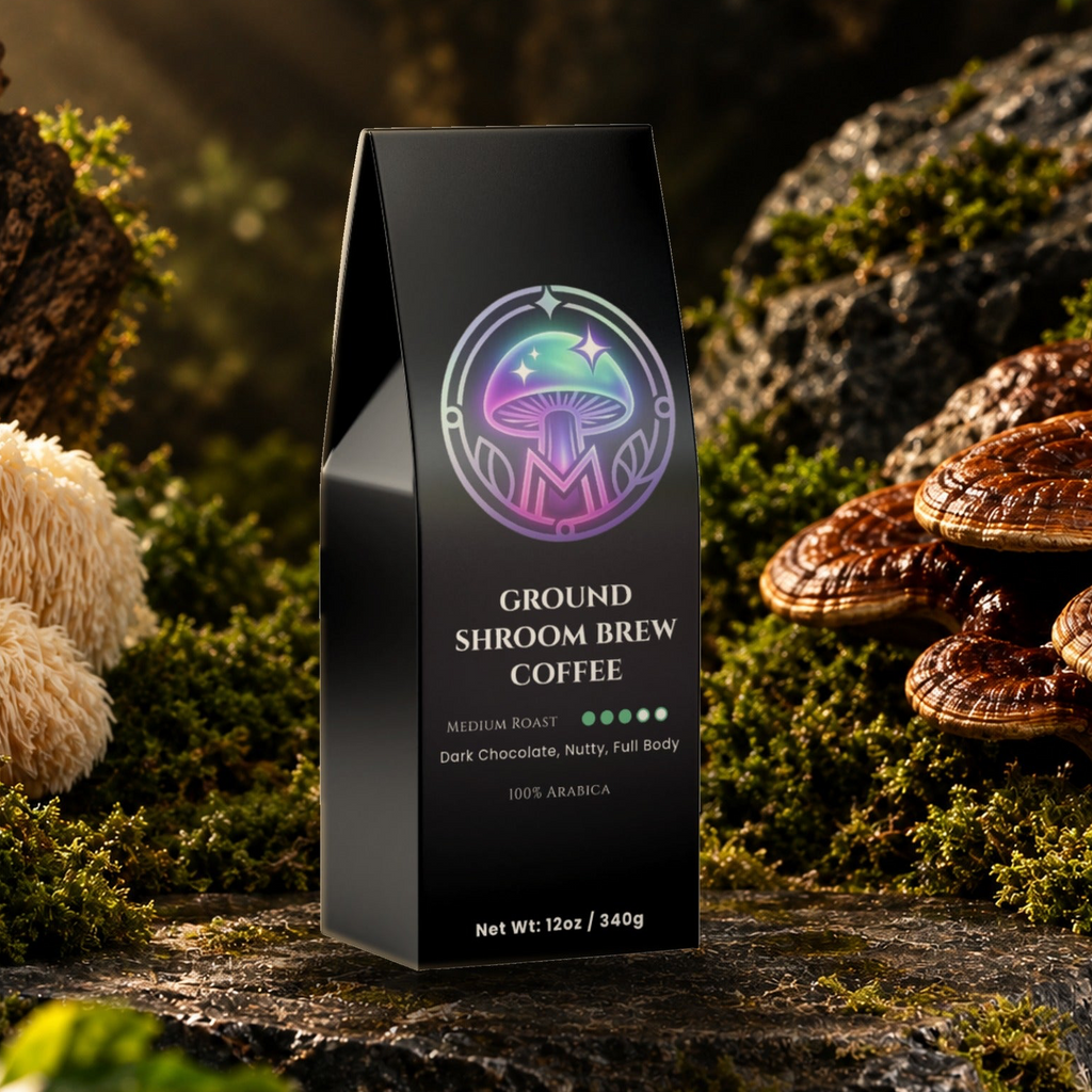 Ground Shroom Brew Coffee – 12 oz medium roast ground mushroom coffee – The Mushroom Market