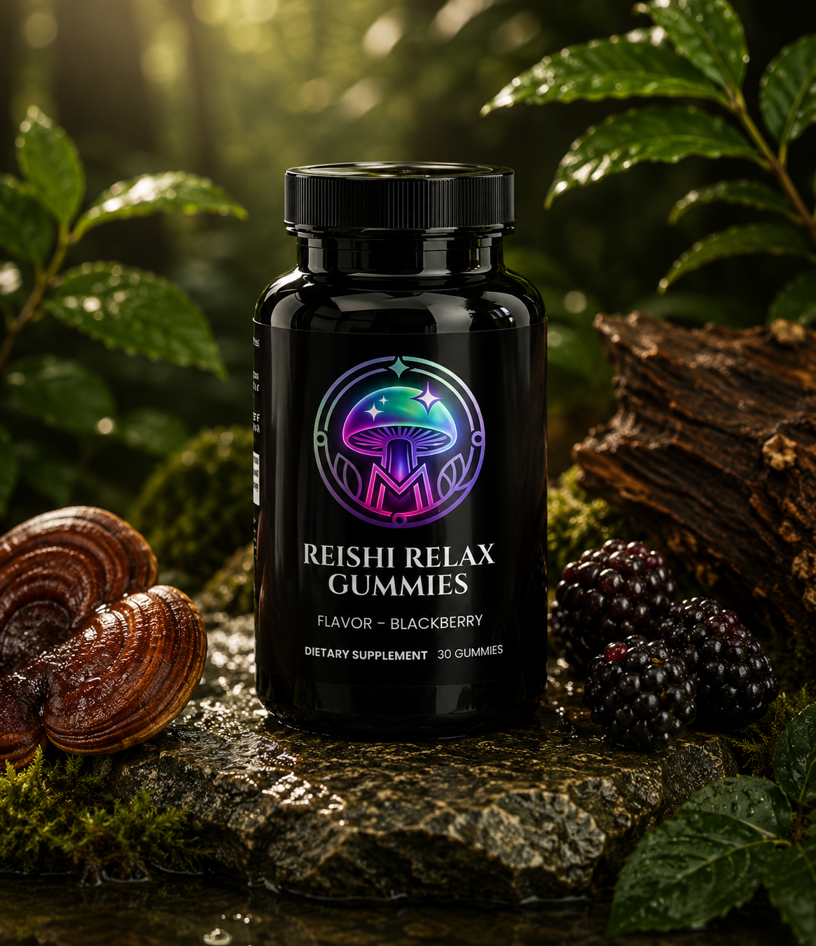 Reishi Relax Gummies – blackberry evening chews, included in the Gummy Bundle – The Mushroom Market